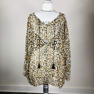 LANE BRYANT Sheer Leopard Print Top Size 22/24